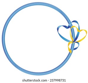 FRAME WITH HEART SHAPE FROM RIBBON. VECTOR ILLUSTRATION