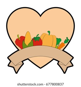 frame in heart shape with vegetables icon