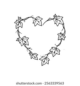 A frame heart shaped drawing of leaves