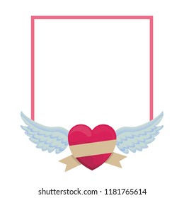 Frame and heart with wings