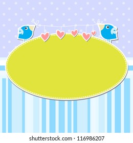 Frame with hearts and birds
