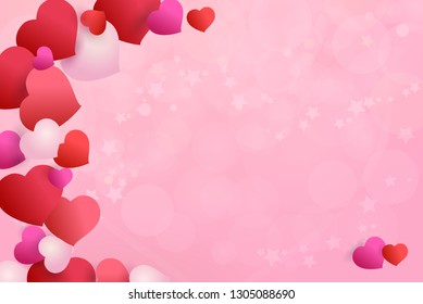 frame of hearts with an empty space under the text. Background with hearts for wedding or for Valentine's day greeting card. 