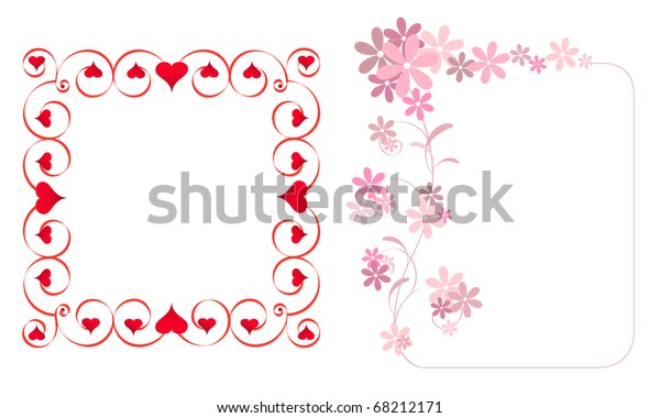 Download Frame Hearts Flowers Decorative Modern Rectangular Stock ...