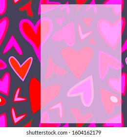 
Frame with hearts. Happy Birthday and Happy Valentine's Day. Invitation.