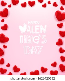 Frame of hearts with label. Vector template for a greeting card