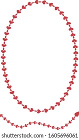 Frame of hearts.Red hearts are located along the oval contour of the frame.For your business.Vector illustration.