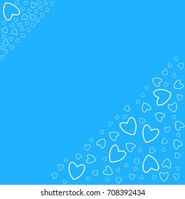 frame of hearts on a blue background prints, greeting cards, invitations for holiday, birthday, wedding, Valentine's day, party. Vector illustration.