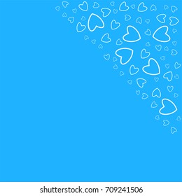 frame of hearts on a blue background prints, greeting cards, invitations for holiday, birthday, wedding, Valentine's day, party. Vector illustration.