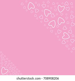 frame of hearts on a pink background prints, greeting cards, invitations for holiday, birthday, wedding, Valentine's day, party. Vector illustration.