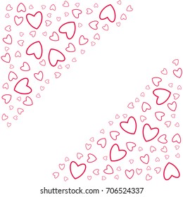 frame of hearts on a white background prints, greeting cards, invitations for holiday, birthday, wedding, Valentine's day, party. Vector illustration.