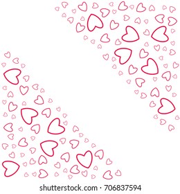 frame of hearts on a white background prints, greeting cards, invitations for holiday, birthday, wedding, Valentine's day, party. Vector illustration.