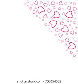 frame of hearts on a white background prints, greeting cards, invitations for holiday, birthday, wedding, Valentine's day, party. Vector illustration.