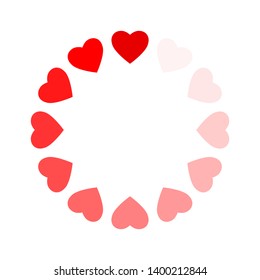 Frame of hearts as process loading love. Symbol update love isolated on white background. Vector illustration