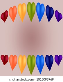 Frame of hearts of rainbow colors