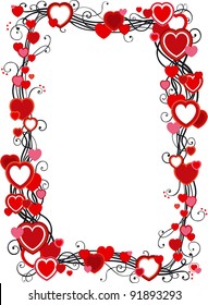 Frame with hearts. Vector ornate  frame with hearts  on white background