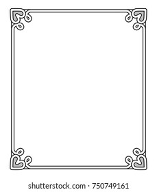 Frame with heart-shaped figures at each corner on top and on bottom, empty inside of it vector illustration isolated on white background