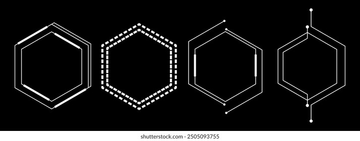Frame hexagonal. Sci fi game frame  line elements
