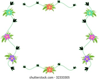 Frame of Hibiscus and Black Leaves Vector