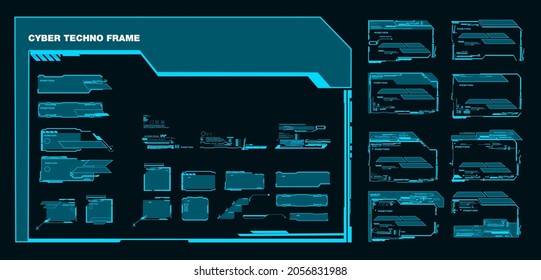 Frame. High technology interface. Cyber-style windows and frames for gaming. Game user interface HUD, digital navigation. Futuristic user interface HUD