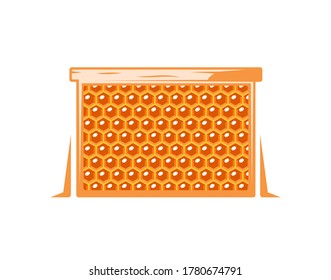 Frame with honeycombs isolated on white background. Design element for honey concept. Vector illustration