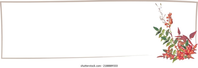 Frame with horizontal text space decorated with flowers (light color)