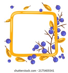 Frame from horn branch with berries. Image of autumn plant.