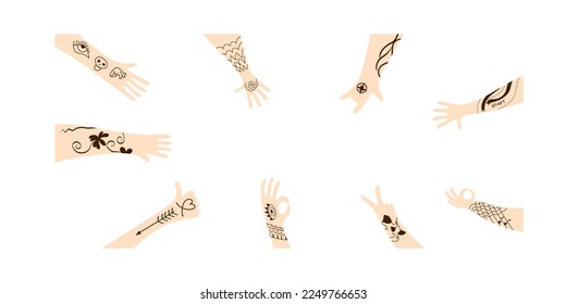 frame of human arms with tattoo for tatoo salon or barber shop ads.