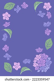 Frame with hydrangea flowers. Beautiful decorative plants.
