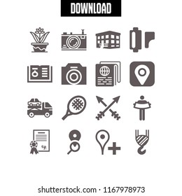 frame icon. 16 frame vector set. photo camera, arrows, crane and recipe icons for web and design about frame theme