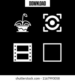 frame icon. 4 frame vector set. layout, film roll, focus and flower icons for web and design about frame theme