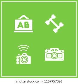 frame icon. 4 frame vector set. structure, chalkboard and photo camera icons for web and design about frame theme