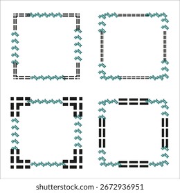 Frame icon. Border symbol. Dotted outline set. Vector illustration