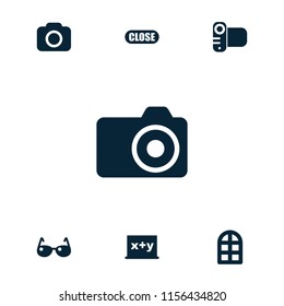 Frame icon. collection of 7 frame filled icons such as window, blackboard x+y, camera, close. editable frame icons for web and mobile.