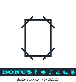 Frame icon flat. Black pictogram on white background. Vector illustration symbol and bonus button