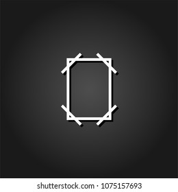 Frame icon flat. Simple White pictogram on black background with shadow. Vector illustration symbol