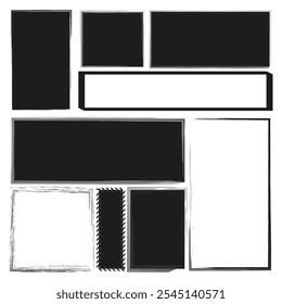 Rahmensymbol. Geometrischer Randvektor. Dekoratives Rahmenlayout. Schwarz-weißer Umriss.