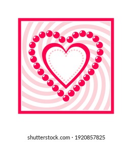 
frame icon with heart, square interesting vector background for valentine's day, love concept, romantic postcard, banner, header, web, etc. 