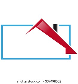 Frame icon house with red roof only