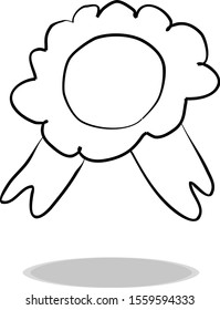 Frame icon on white background, flat design, hand drawing. Illustration medal, contour of symbol black