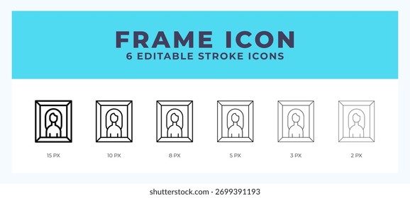 Frame icon set with different stroke. Design elements for logo. Vector illustration.