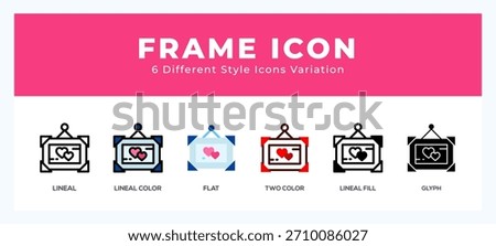 Frame icon set with different styles. Icons designed in filled. outline. flat. glyph and line colored.
