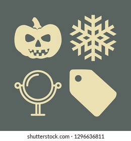 frame icon set with pumpkin, snowflake and shop tag vector illustration