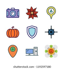 frame icon set. vector set about photo camera, placeholder, video camera icon and desktop icons set.