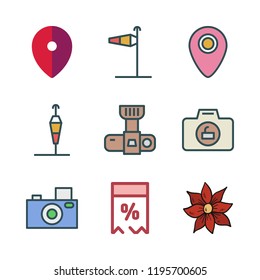 frame icon set. vector set about flower, price tag, placeholder and wind sign icons set.
