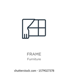 Frame icon. Thin linear frame outline icon isolated on white background from furniture collection. Line vector sign, symbol for web and mobile