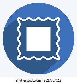 Frame I Icon in trendy long shadow style isolated on soft blue background