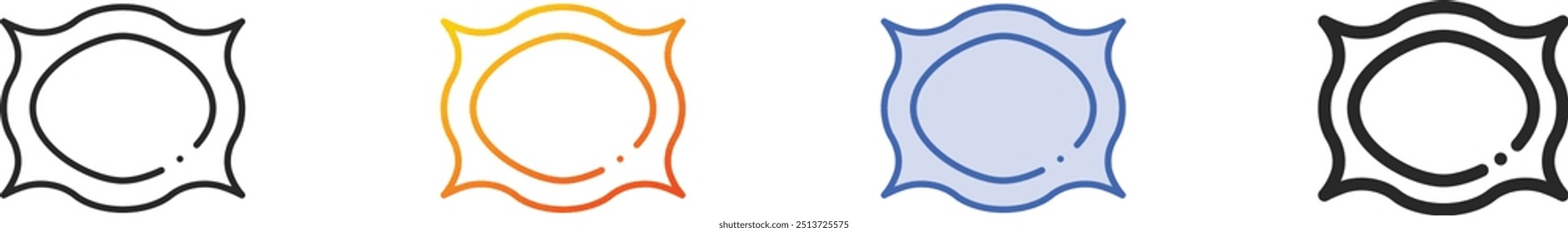 Rahmensymbol.Dünne Linie, Farbverlauf, blauer Strich und fettgedrucktes Design einzeln auf weißem Hintergrund
