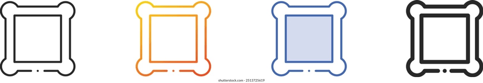 icono del marco. Diseño lineal delgado, degradado, trazo azul y estilo audaz aislado sobre fondo blanco