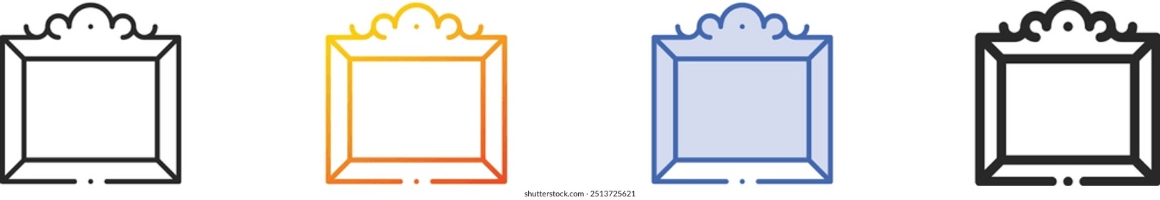 frame icon.Thin Linear, Gradient, Blue Stroke and bold Style Design Isolated On White Background