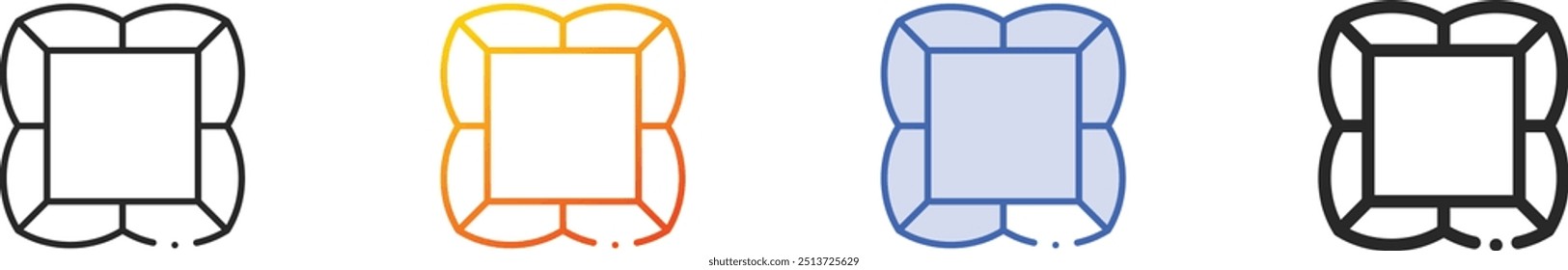 ícone de quadro.Design fino de estilo linear, gradiente, azul e negrito isolado em plano de fundo branco